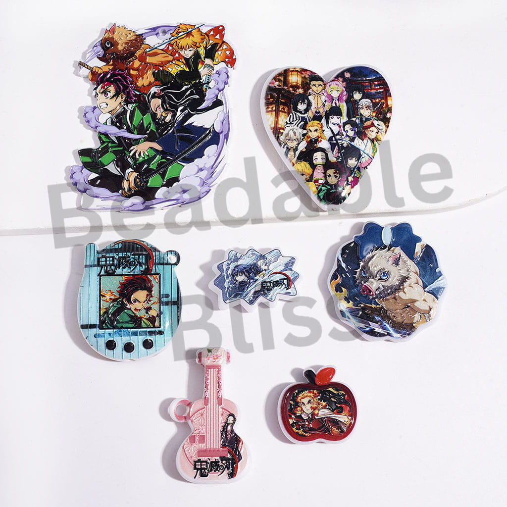 Japanese Anime Cosplay Character Series Acrylic Beads and Pendants, Random Mix
