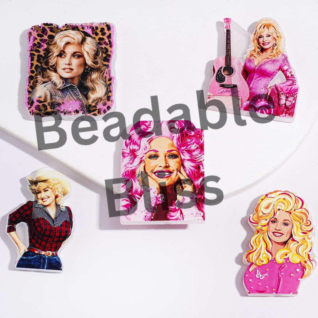 American Countryside Singer Character in Diverse Style Acrylic Beads, Random Mix