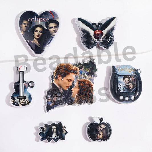 Classic Romantic Vampire Love Series Acrylic Beads and Pendants, Random Mix