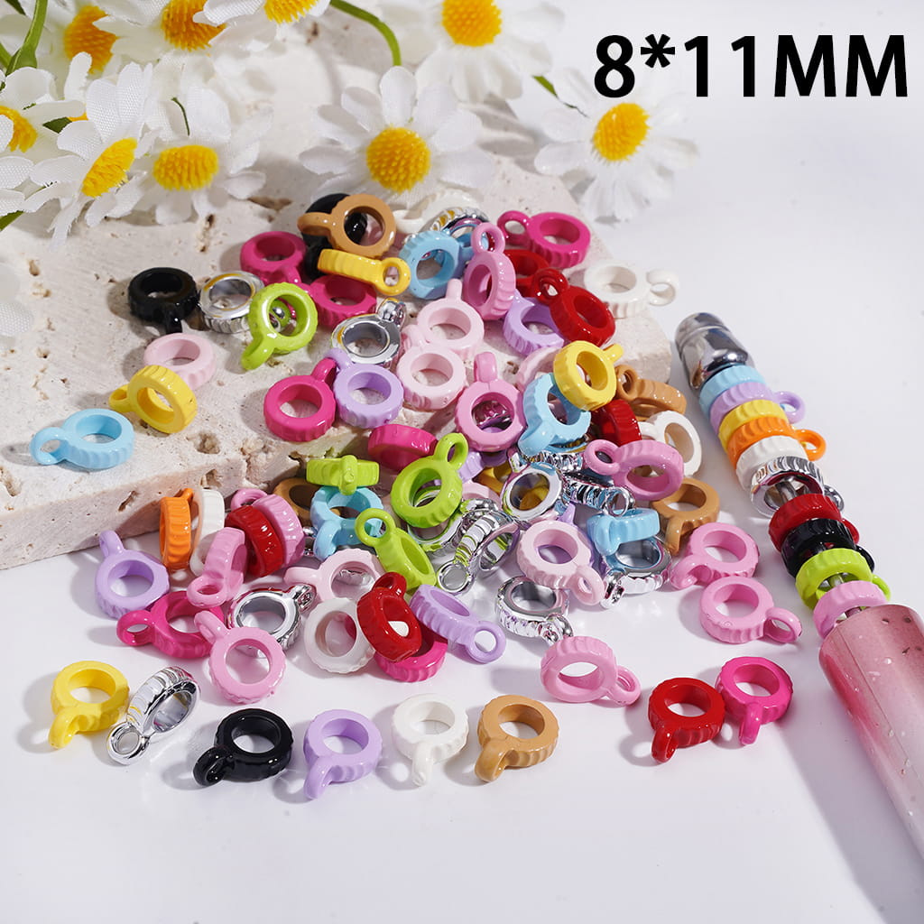 Acrylic Bail Beads for Hanging Charms and Pendants, Big Hole Beads, 8*11MM, Random Mix (The Hole Diameter is Around 5MM)