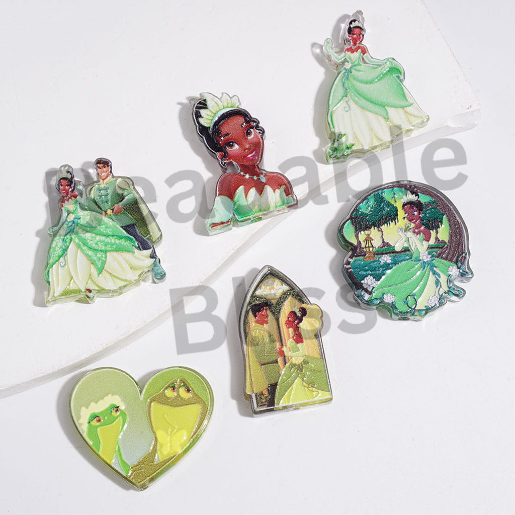 Beautiful Princess and Frog Prince Characters Series Acrylic Beads, Semi-Clear, Random Mix