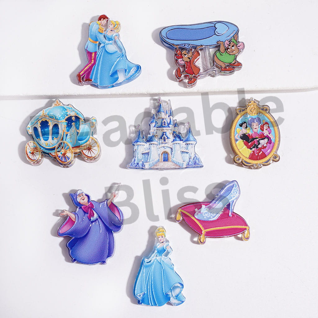 Classic Anime Crystal Shoes Princess Characters Series Acrylic Beads, Random Mix