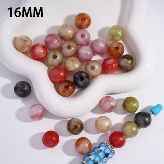 Acrylic Beads for Bracelets with Cloud Texture and Gold Glitter, 16MM, Random Mix