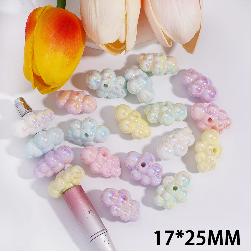 Acrylic Beads UV Coating Cloud Series, Solid Color, 17*25MM, Random Mix