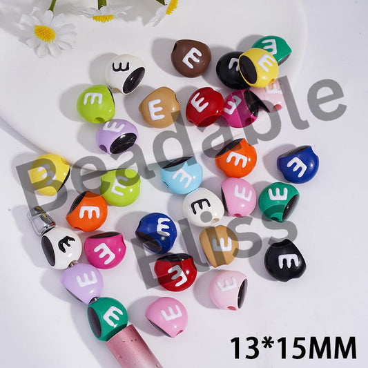 Acrylic Beads Chocolate Candy Chip in Various Colors, Horizontal Hole, 13*15MM, Random Mix