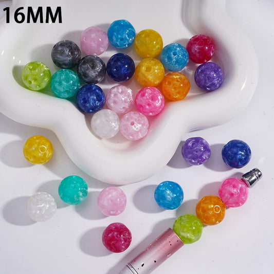 Acrylic Beads for Bracelets Meteorite with Hole and Glittery Cloud Texture, 16MM, Multi-Color, Random Mix