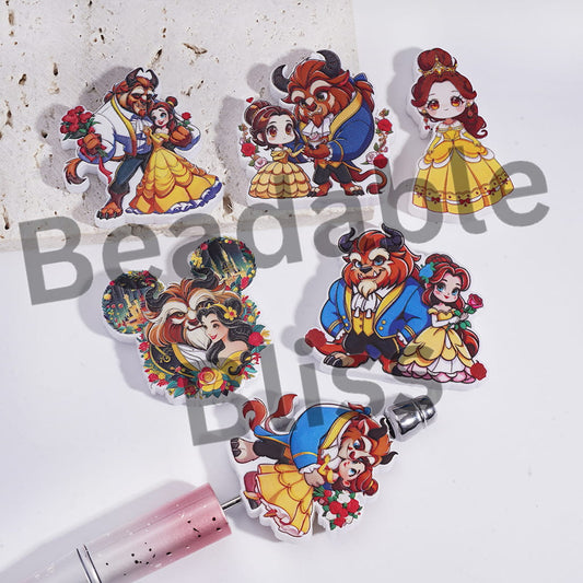 Acrylic Beads Beautiful Girl and Wild Beast, Random Mix