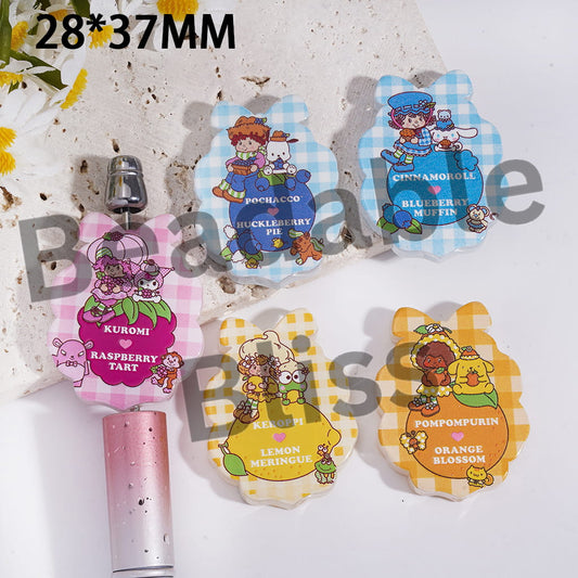Acrylic Beads Berry Girl and Adorable Character Fruit Theme, 28*37MM, Random Mix