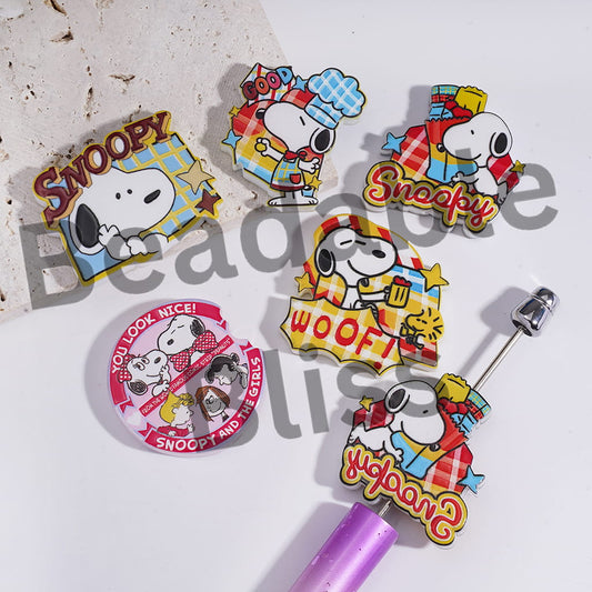 Acrylic Beads Beagle Dog Character Series, Random Mix