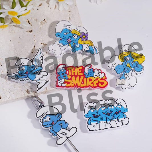 Acrylic Beads Blue Elf Character Series, Random Mix