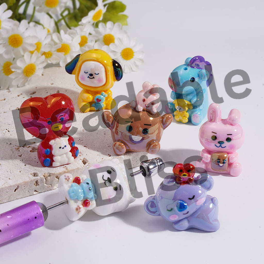 Acrylic Beads UV Coating Korean Boy Group Image Series, Random Mix