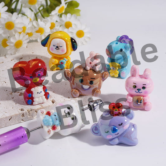 Acrylic Beads UV Coating Korean Boy Group Image Series, Random Mix