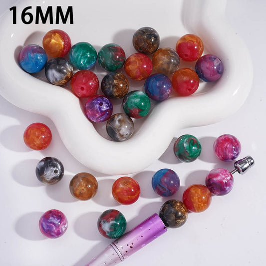 Acrylic Beads for Bracelets Gradual-Blending Water Wave Texture, 16MM, Random Mix