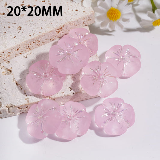 Acrylic Beads UV Coating Pink Sakura, Translucent, 20*20MM