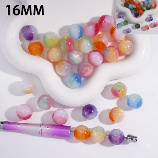 Acrylic Beads for Bracelets Three Ombre Colors, Glitter, 16MM, Random Mix