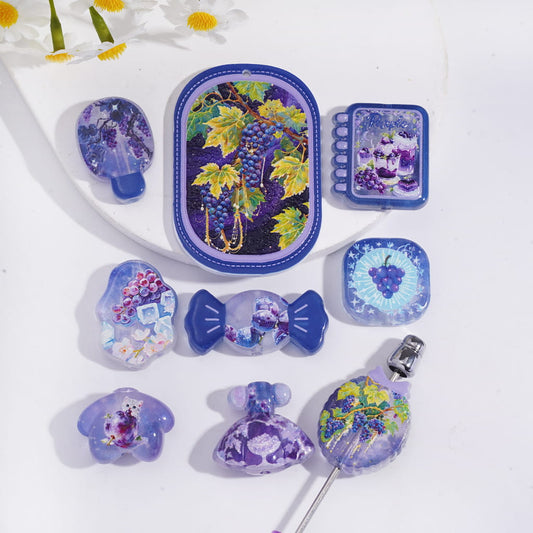 Acrylic Beads Pendant with Grape Vine Purple Series, Random Mix