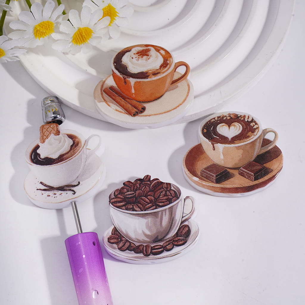 Acrylic Beads with Chocolate Coffee Series, Random Mix