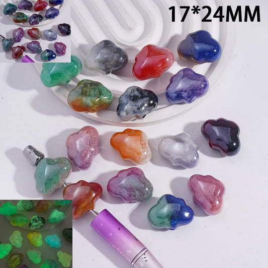 Acrylic Beads Luminous Cloud with Gradual-Blending Filamentous Glitter Texture, 17*24MM, Random Mix