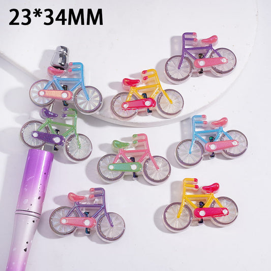 Acrylic Beads UV Coating Bicycle Series, 23*34MM, Multi-Color, Random Mix