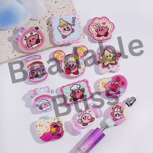 Acrylic Beads Pendants with Pink Bubble Gum and Yellow Star Series, Random Mix