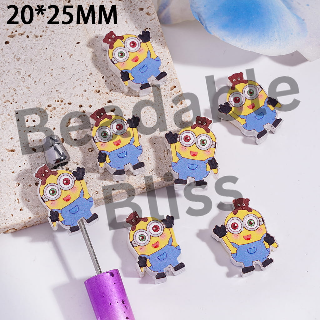 Acrylic Beads Cute Banana Character Waving Hand, 20*25MM, Translucent