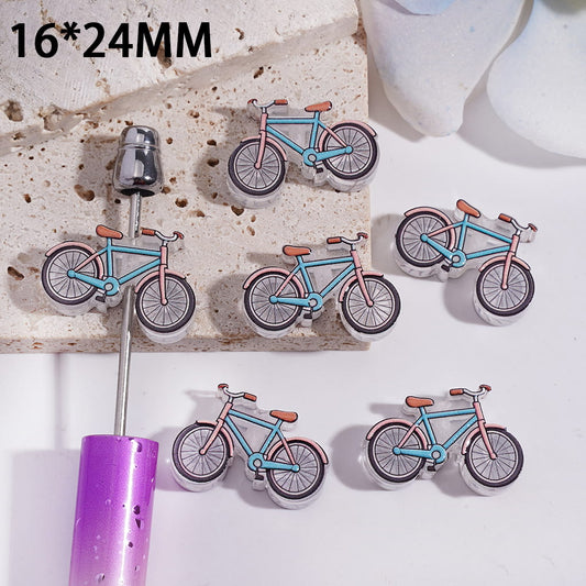 Acrylic Beads Mini Bicycle, 16*24MM, Translucent