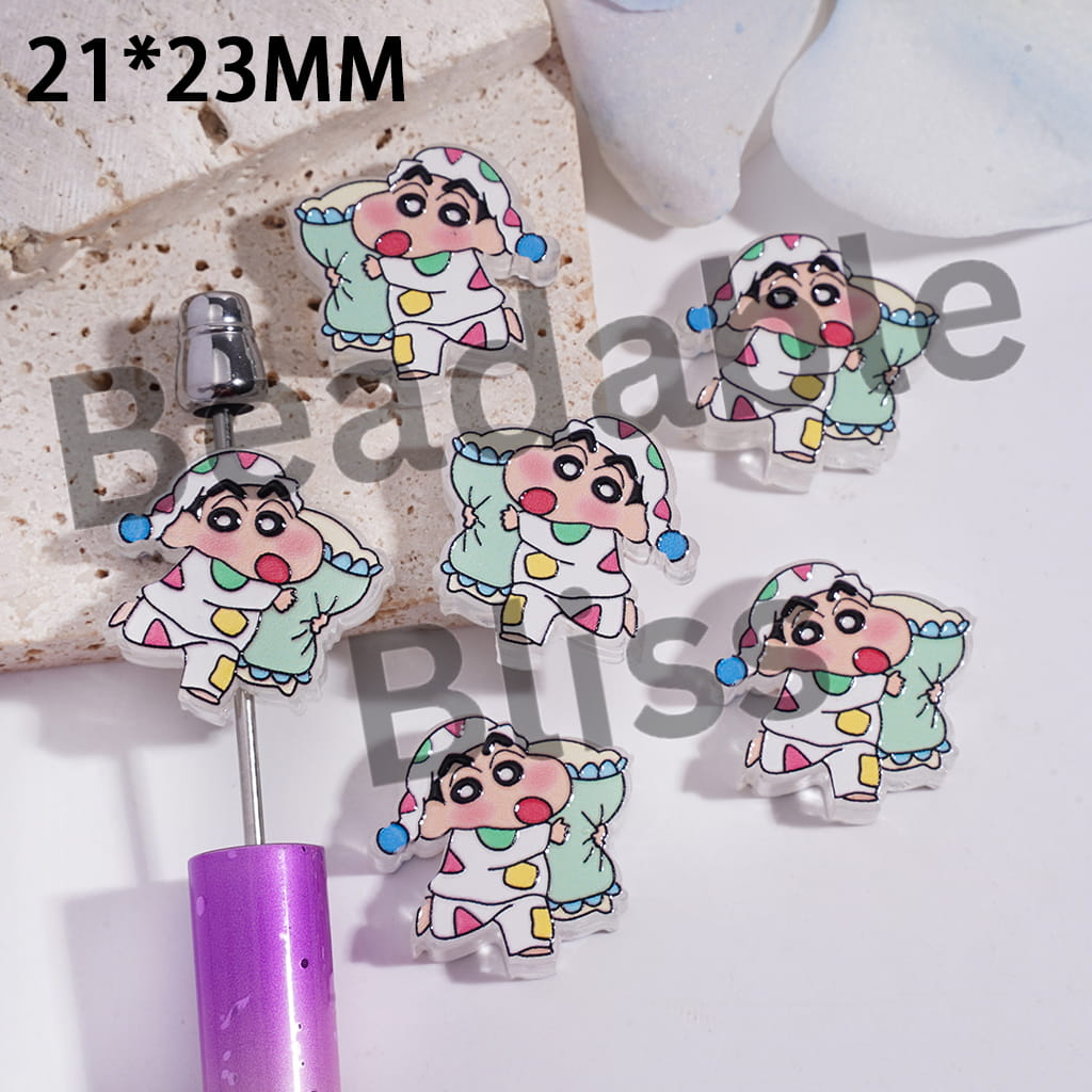 Acrylic Beads Japanese Funny Boy Character, 21*23MM, Translucent