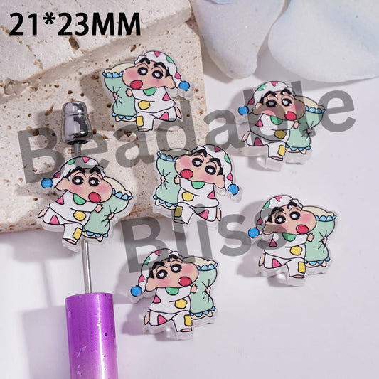 Acrylic Beads Japanese Funny Boy Character, 21*23MM, Translucent