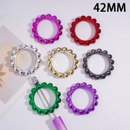 Acrylic Beads Metallic Colors Sun Round Ring, 42MM, Random Mix