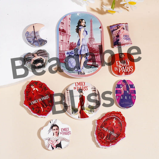 Acrylic Beads and Pendants American Comedy Girl in Paris Series, Random Mix