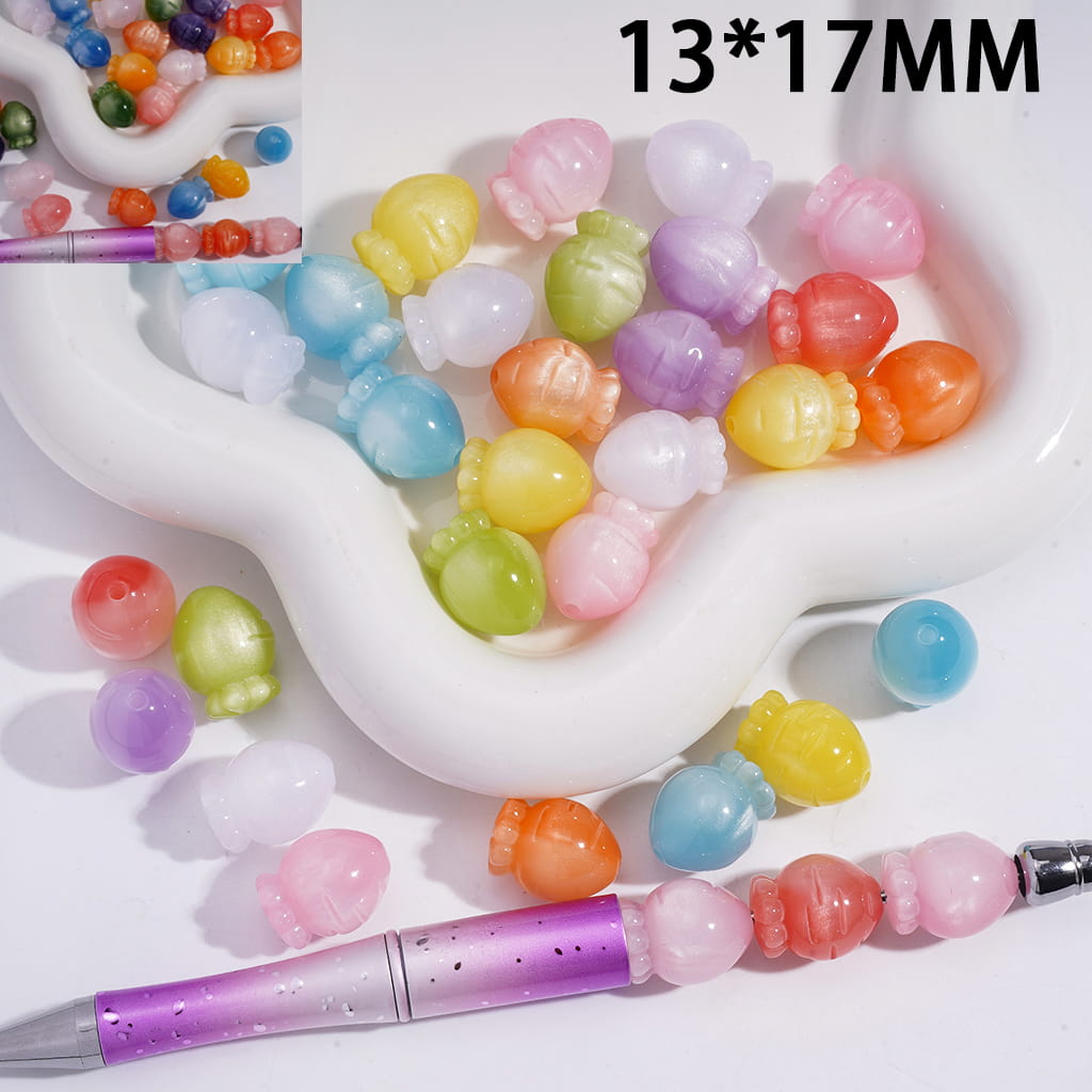 Acrylic Carrot Beads in Color Changing and Cat Eye Style, 13*17MM, Random Mix
