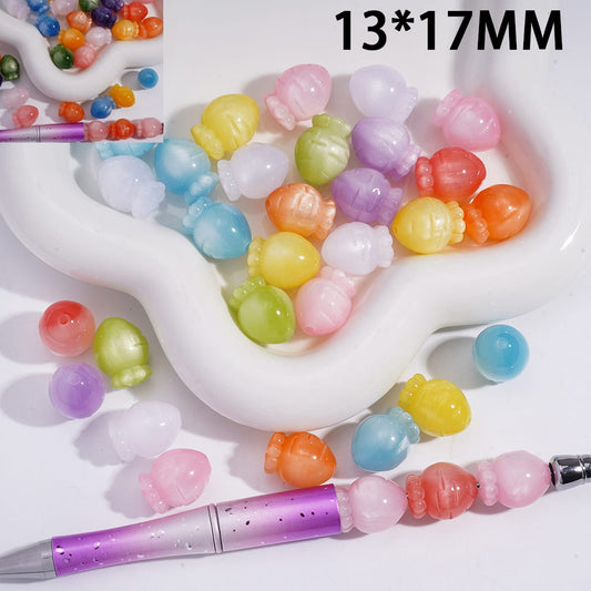 Acrylic Carrot Beads in Color Changing and Cat Eye Style, 13*17MM, Random Mix