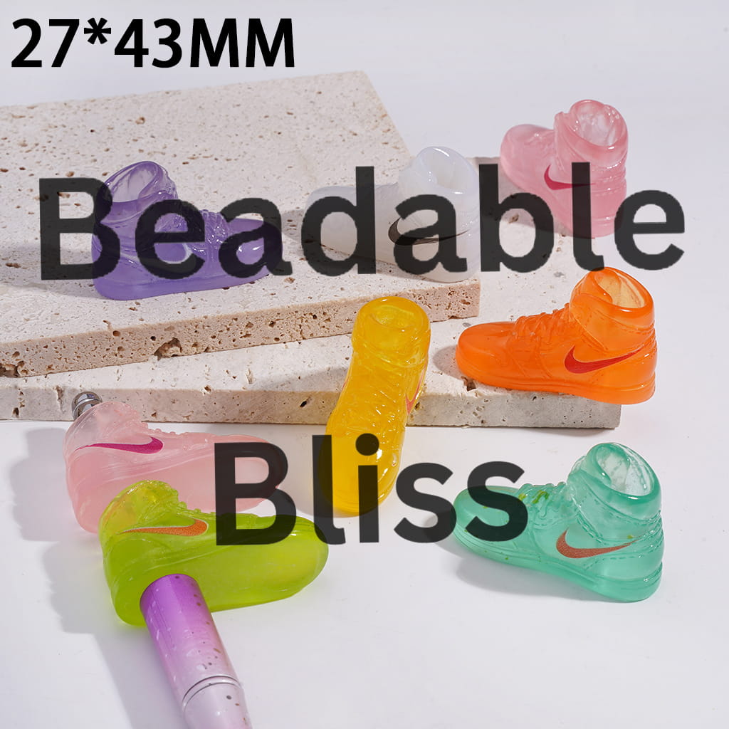 Acrylic Beads Basketball Sports Shoes Series, 27*43MM, Multi-Color, Random Mix