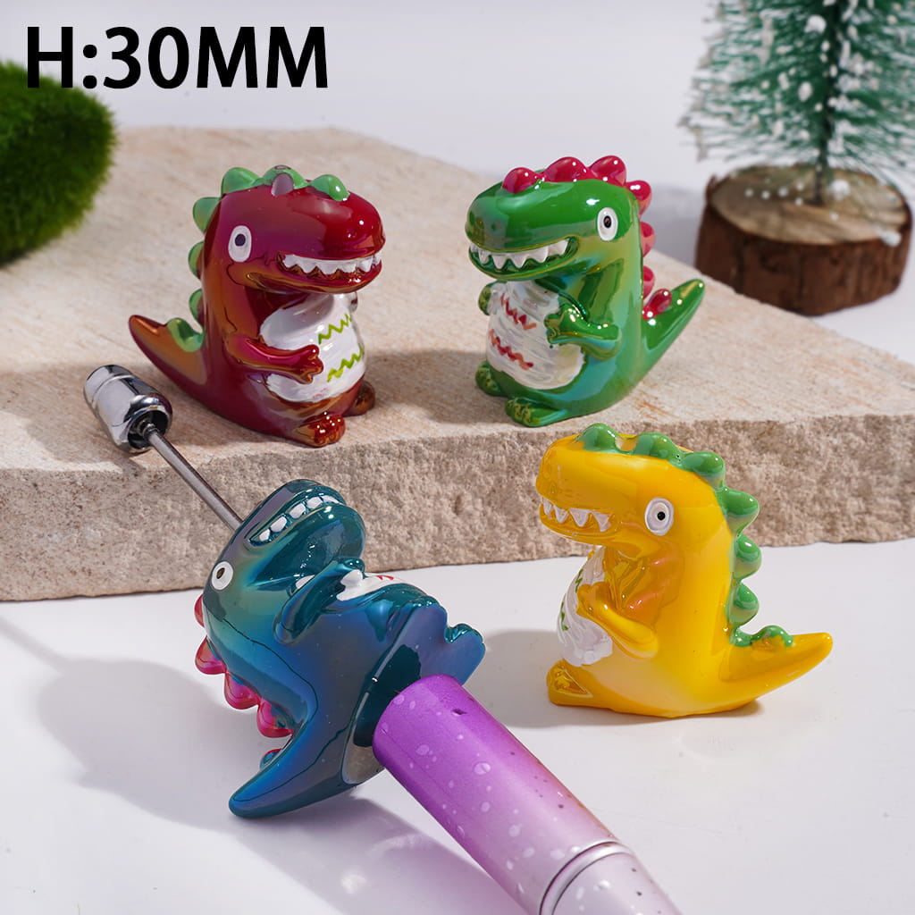 Acrylic Beads UV Coating Cute Dinosaur Series, Height 30MM, Random Mix