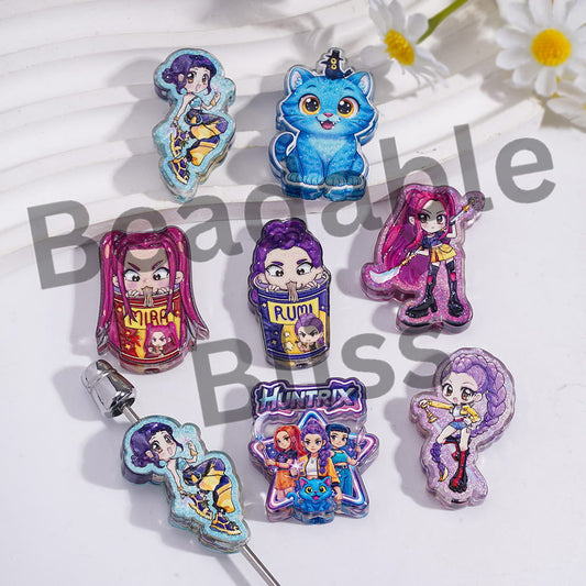 Acrylic Beads Girl Band Character Series, Translucent, Random Mix