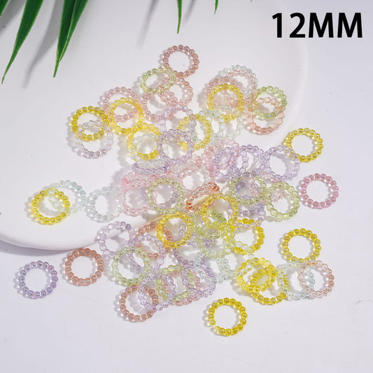 Semi Transparent Colorful Acrylic Pearl Spacers, 12MM, Random Mix