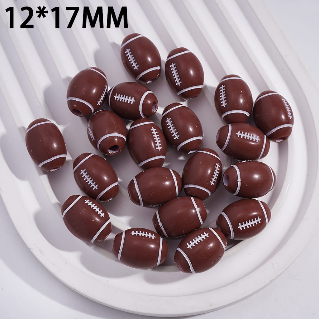 Acrylic Beads American Football, 12*17MM, Horizontal Hole
