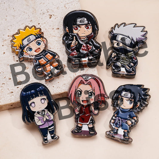 Acrylic Beads Japan Anime Fire Ninja Character Series, Semi-Clear, Random Mix