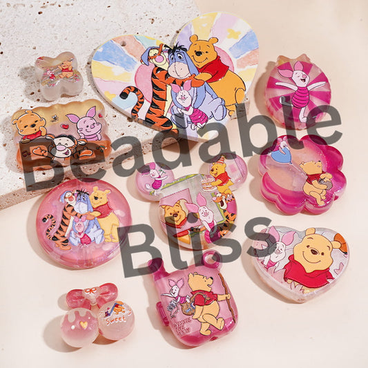 Acrylic Beads Pendants with Classic Animation Animal Character Series, Random Mix