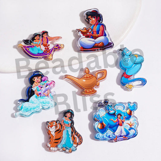 Magic Lamp Carpet Princess Prince Character Series Acrylic Beads, Random Mix