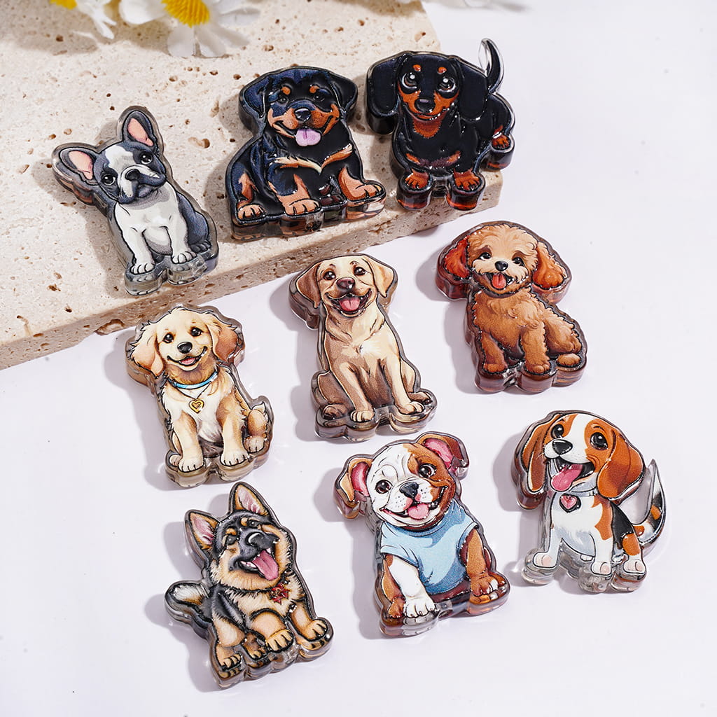 Acrylic Beads Pet Dog Theme, Various Types, Clear, Random Mix