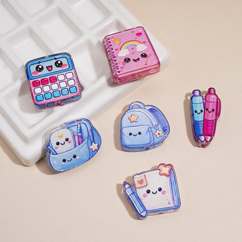 Clear Study Stationery Collection Acrylic Beads, Cartoon Style, Random Mix