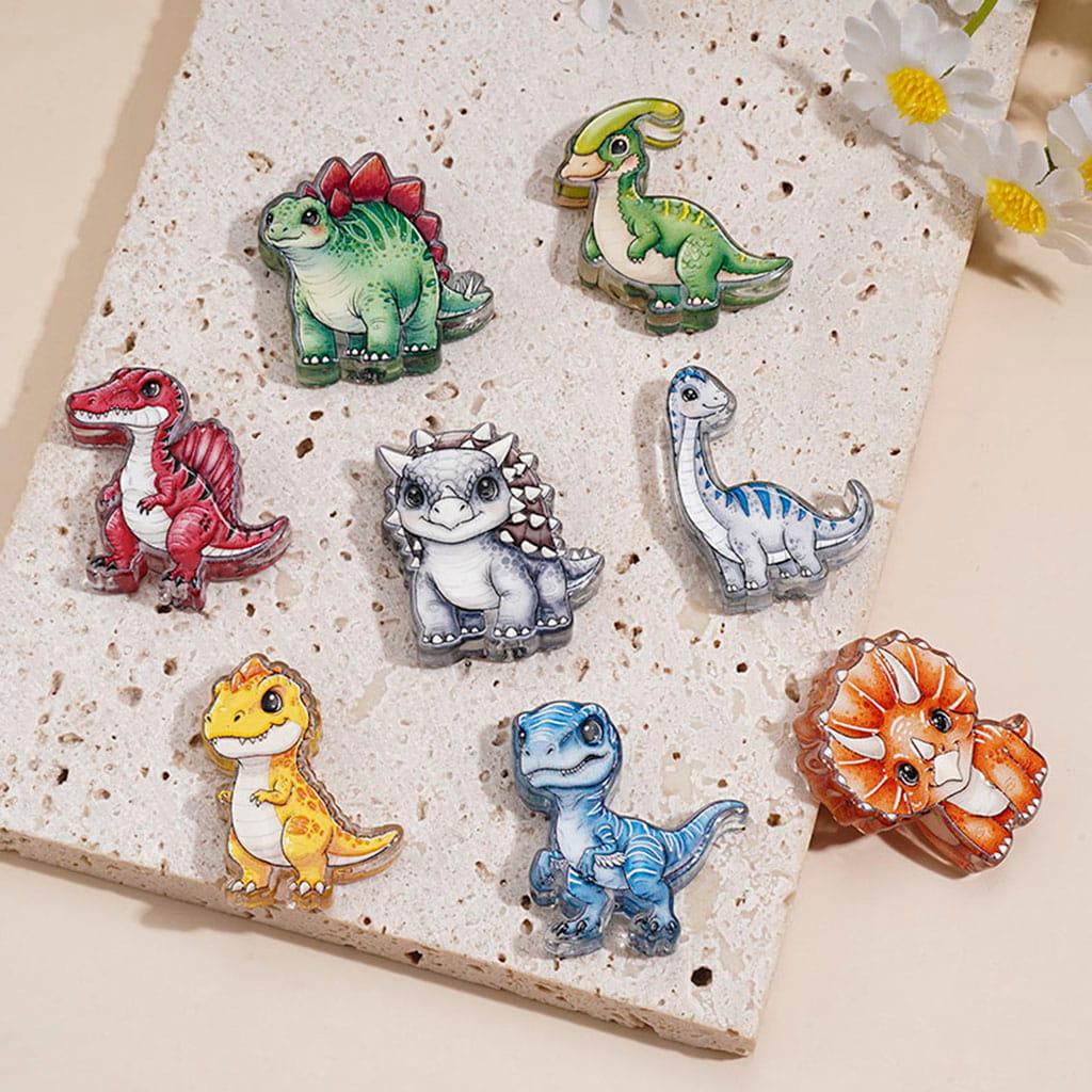 Acrylic Beads Vivid Dinosaur Series, Clear, Random Mix