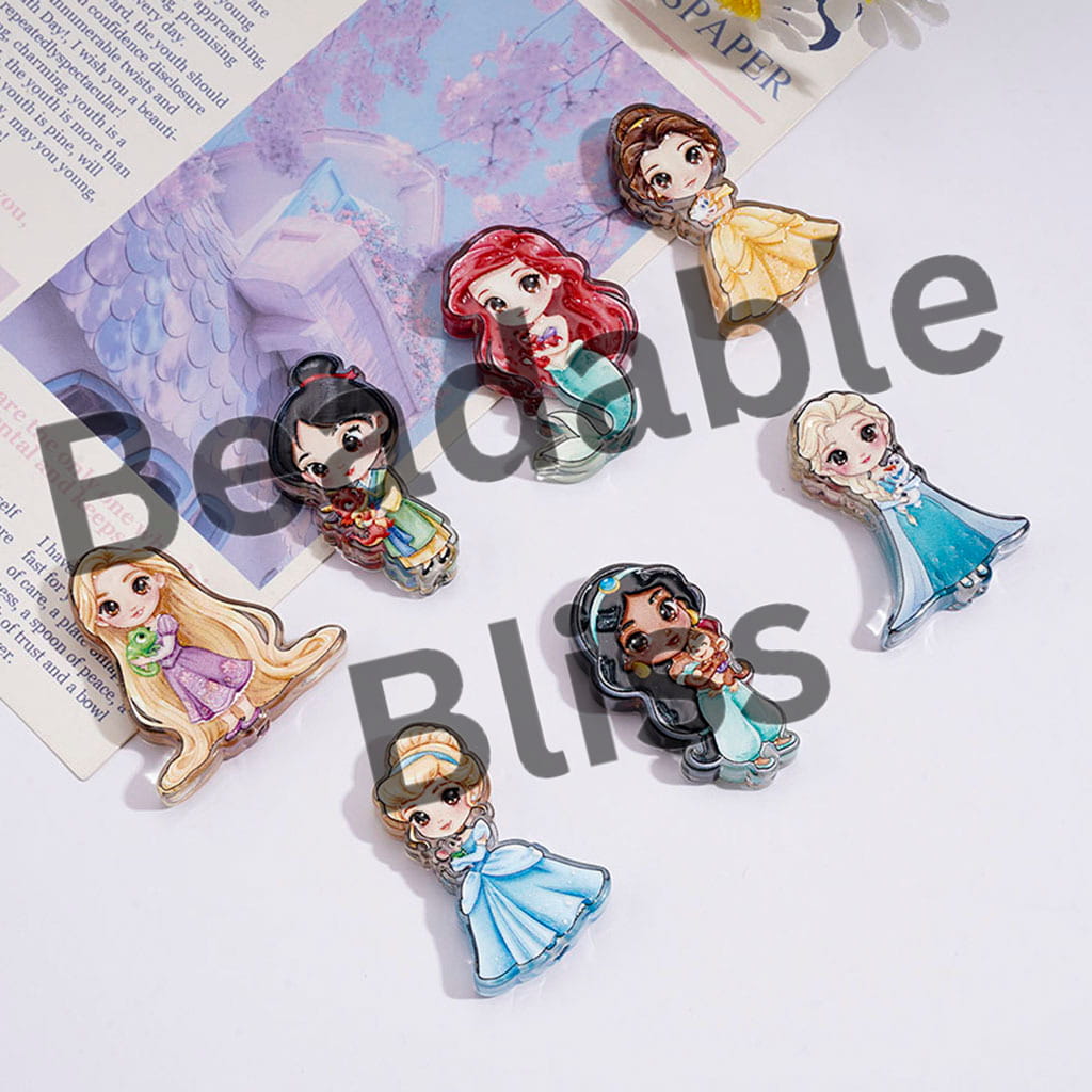 Acrylic Beads Classic Animation Beautiful Princess Series, Clear, Random Mix
