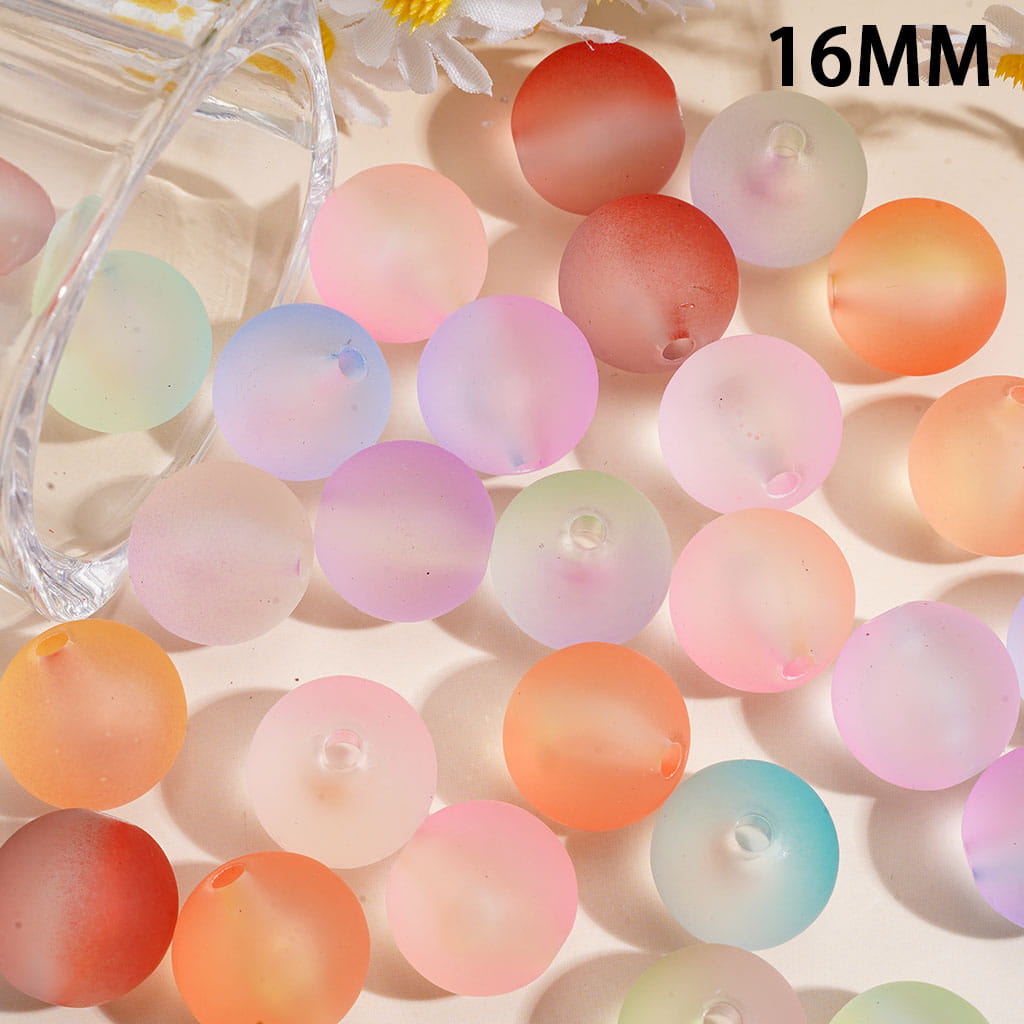Frosted Touch Acrylic Beads for Bracelets or Necklaces, Ombre Light Color Series, 16MM, Random Mix
