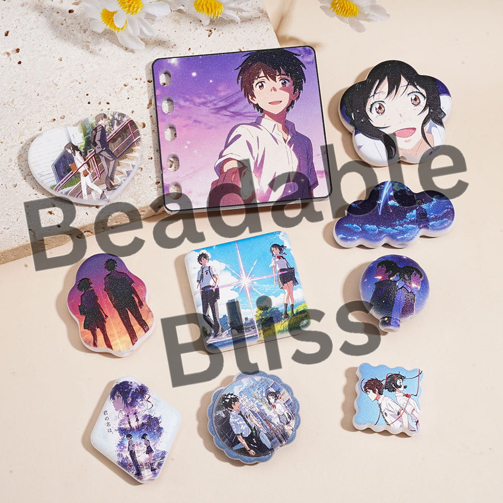 Japanese Anime Love Across Time and Space Series Acrylic Beads Pendants, Random Mix