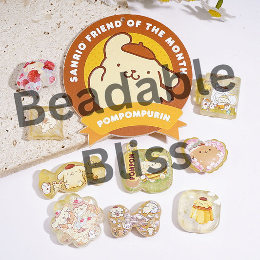 Yellow Dog with Beret Series Acrylic Beads Pendants, Random Mix