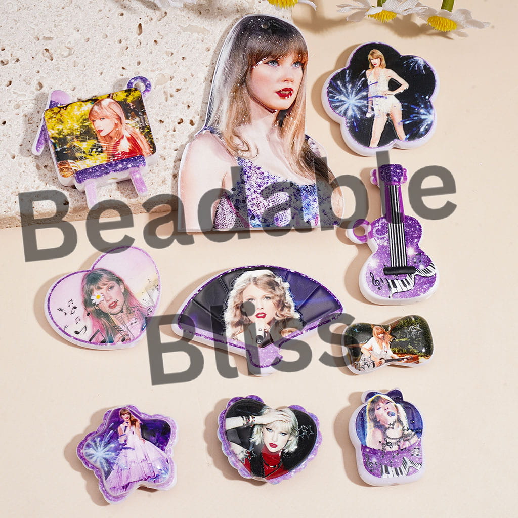 American Singer Series Acrylic Beads Pendants, Random Mix