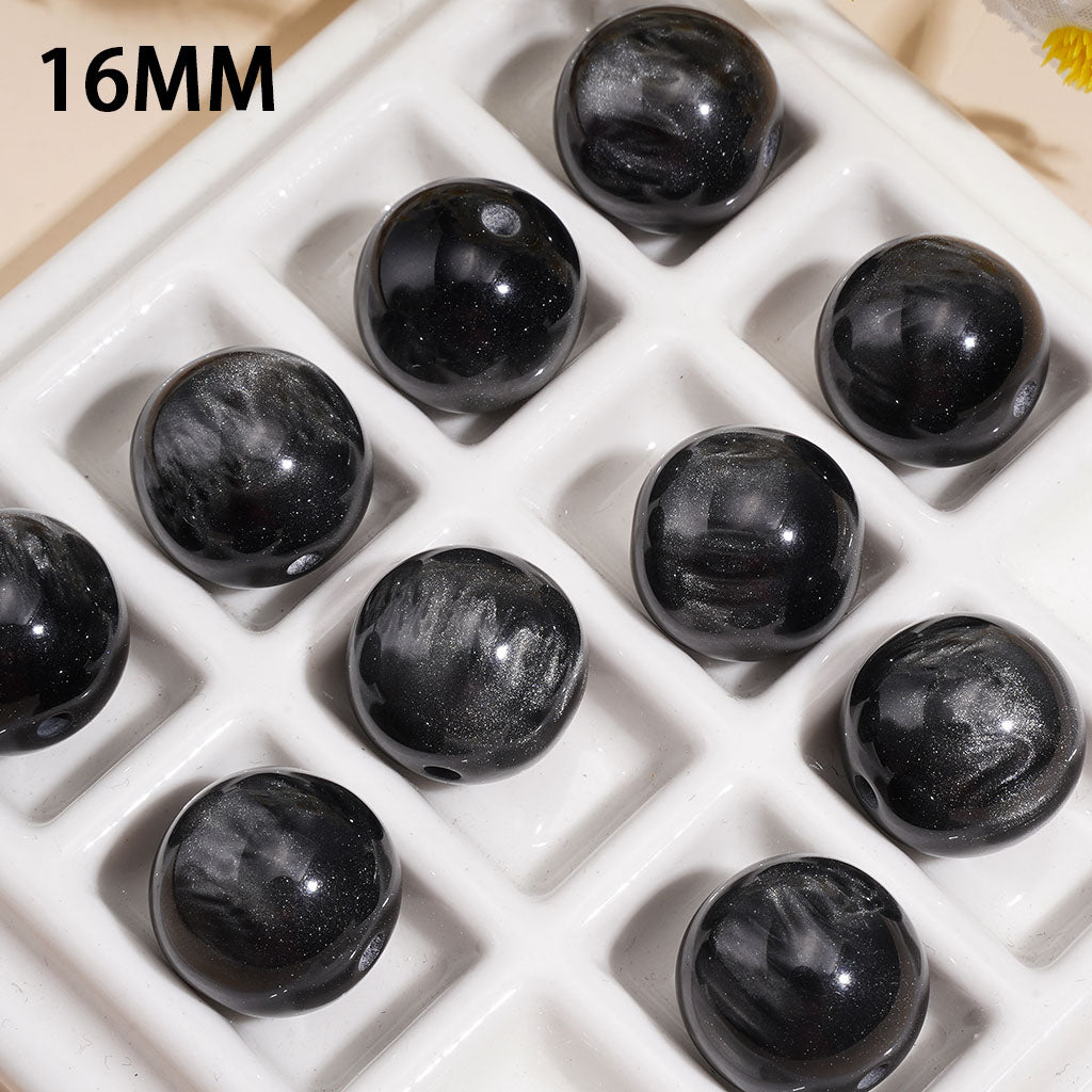 Cat Eye Style Black Round Acrylic Beads for Bracelets, 16MM