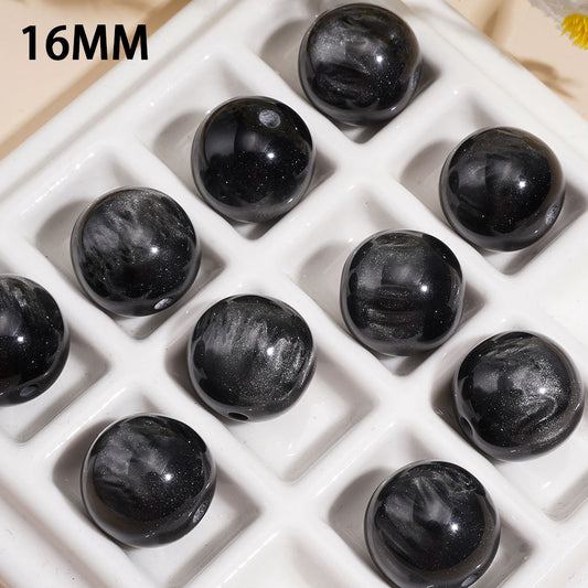 Cat Eye Style Black Round Acrylic Beads for Bracelets, 16MM